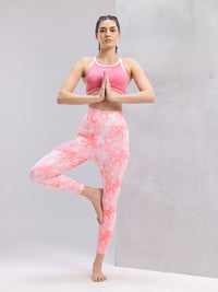 HRX by Hrithik Roshan Women Tie & Dye Mid-Rise Cropped Rapid-Dry Yoga Tights