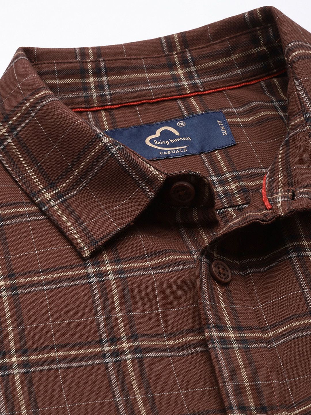 Being Human Pure Cotton Slim Fit Checked Casual Shirt