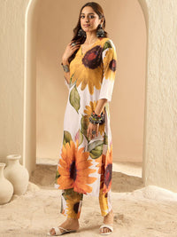 Indo Era Women Floral Printed Regular Kurta with Trousers