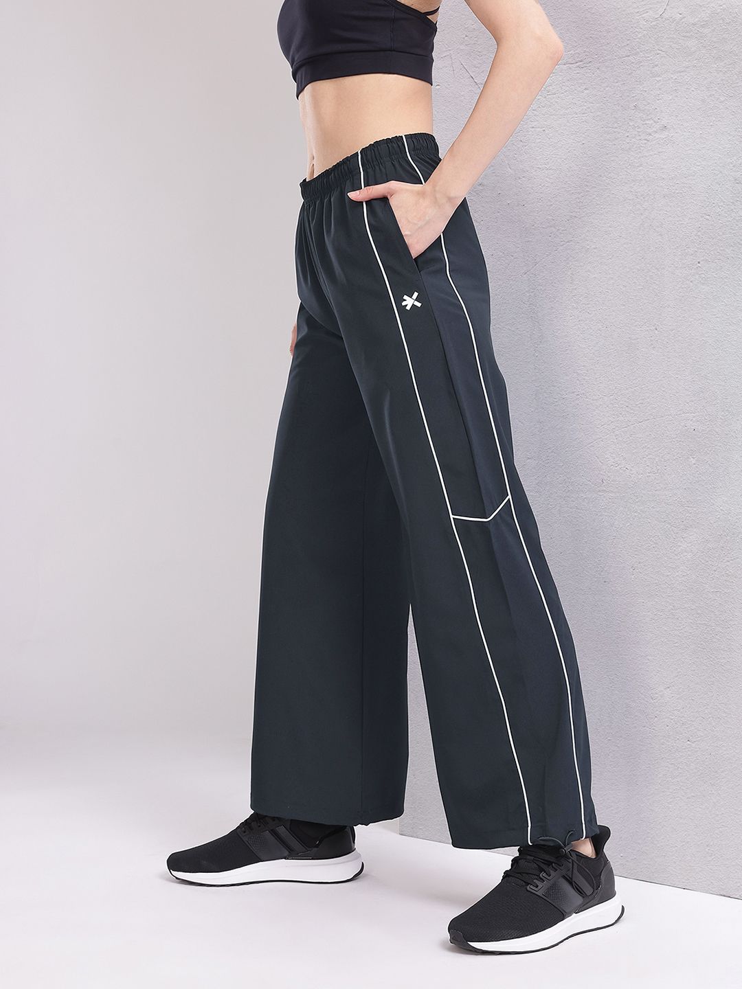 HRX by Hrithik Roshan Women Contrast Piping Rapid-Dry Flared Training Track Pants