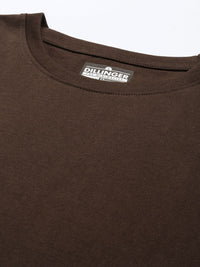 DILLINGER Women Brown Solid Pure Cotton Oversized T-shirt