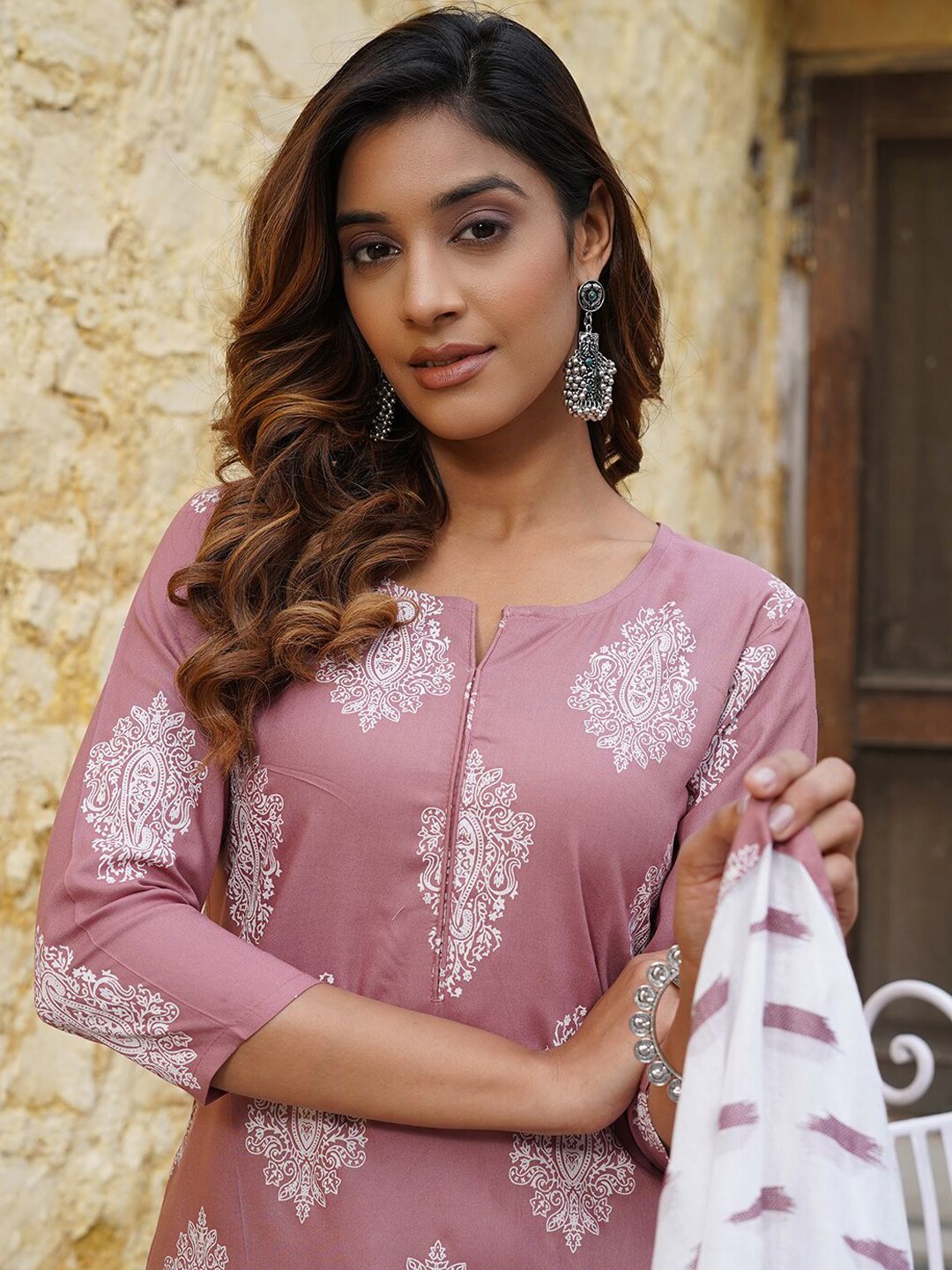 KALINI Ethnic Motifs Printed Kurta with Trousers & Dupatta