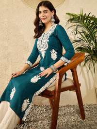 KALINI Floral Embroidered Straight Kurta