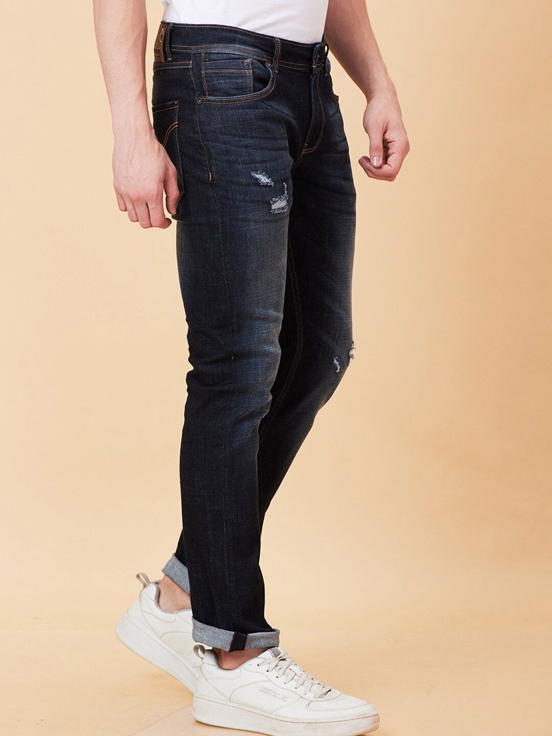 Being Human Men Slim Fit Mildly Distressed Light Fade Stretchable Jeans