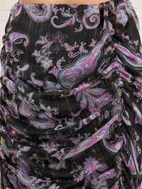 Antheaa Sweetheart Neck Crop Top With Printed Ruched Skirt