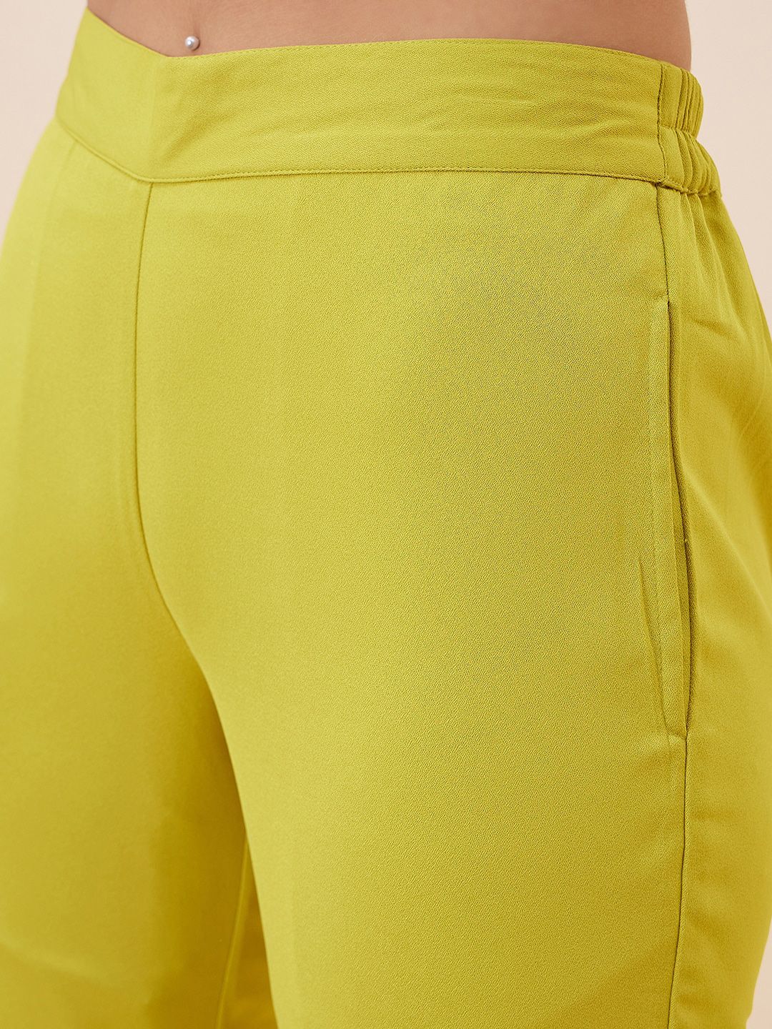 Antheaa Ruched Peplum Top With Trousers