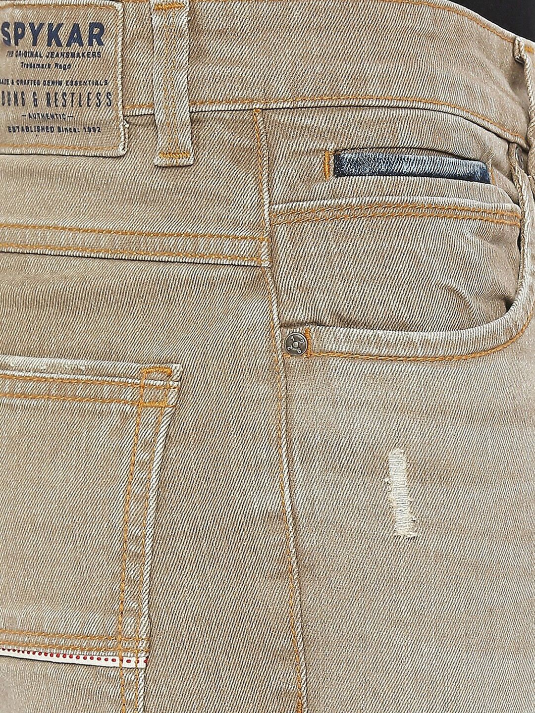 SPYKAR Men Slim Fit Low Distress Light Fade Stretchable Cotton Jeans