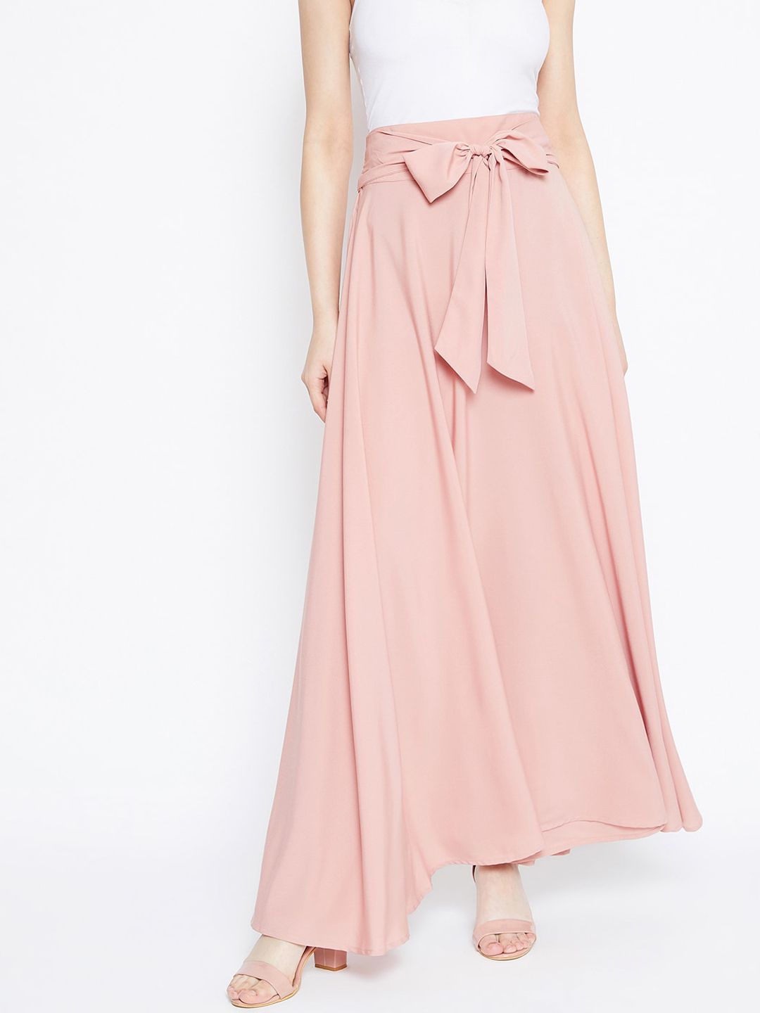 Berrylush Dusty Pink Flared Maxi Skirt