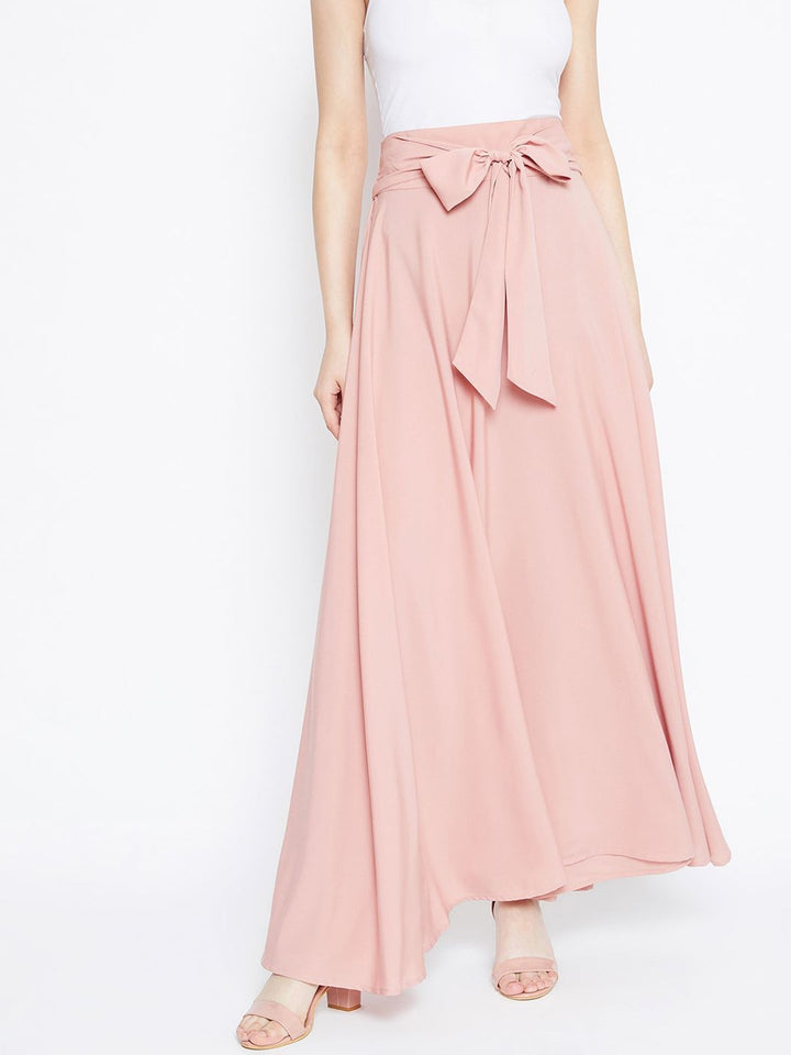 Berrylush Dusty Pink Flared Maxi Skirt