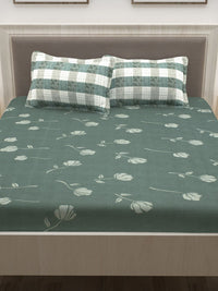 Story@home Grey Floral 186 TC Cotton 1 Double Bedsheet with 2 Pillow Covers