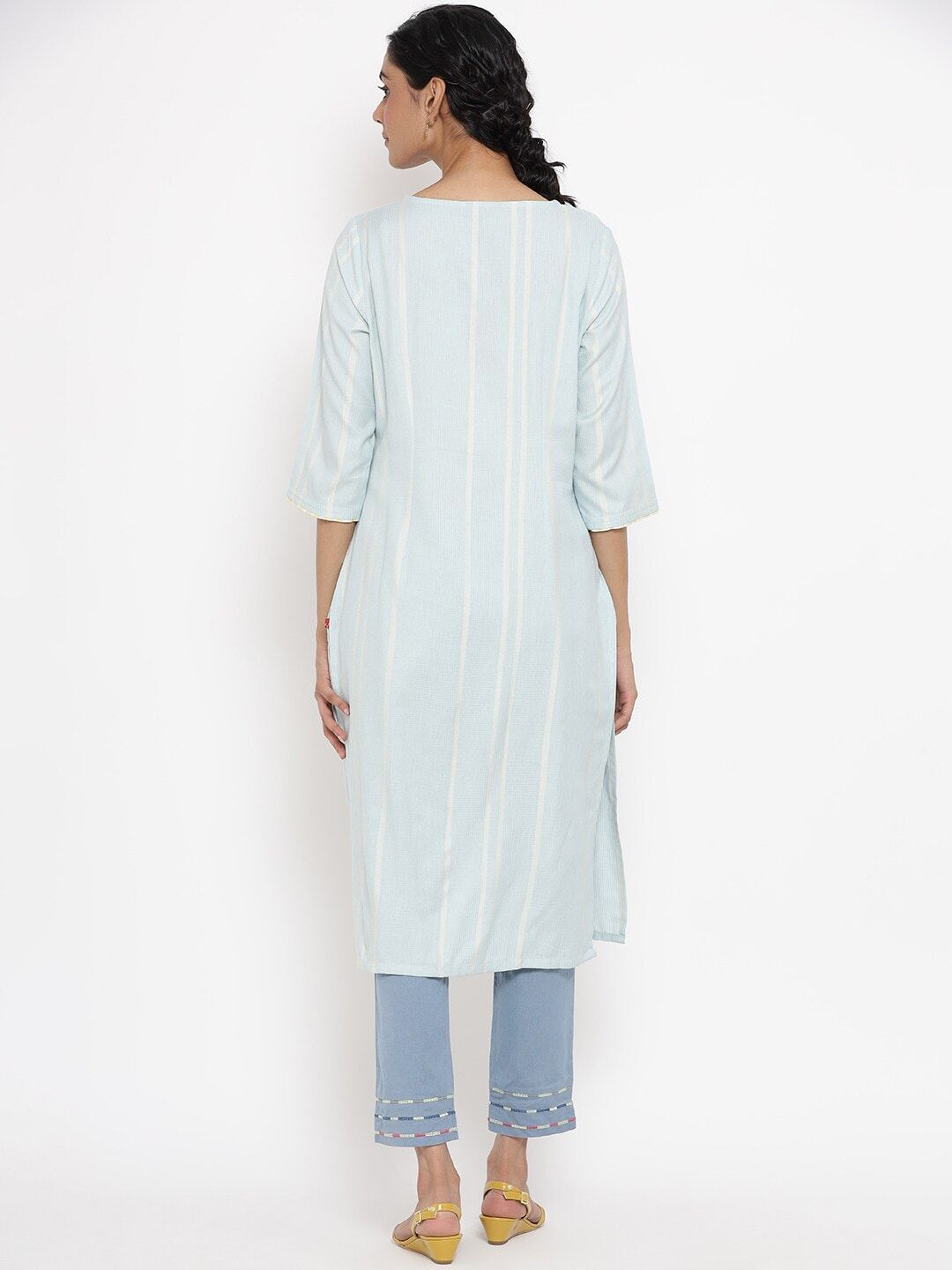 W Women Geometric Print Straight Kurta