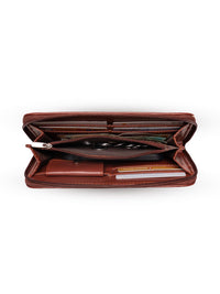 ZOUK Women Green & Brown Ethnic Motifs Printed Zip Around Wallet