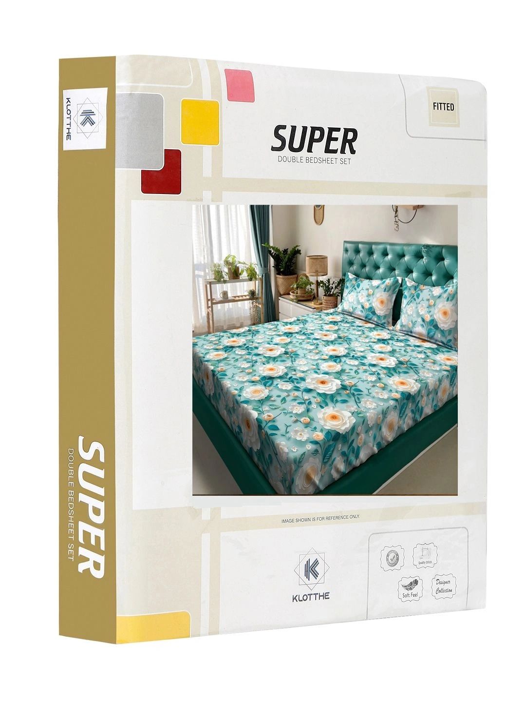 Moda Rapido X KLOTTHE Turquoise Blue Floral 300 TC Cadar dengan 2 Sarung Bantal