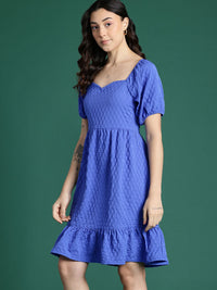 DressBerry Textured Sweetheart Neck  A-Line Dress