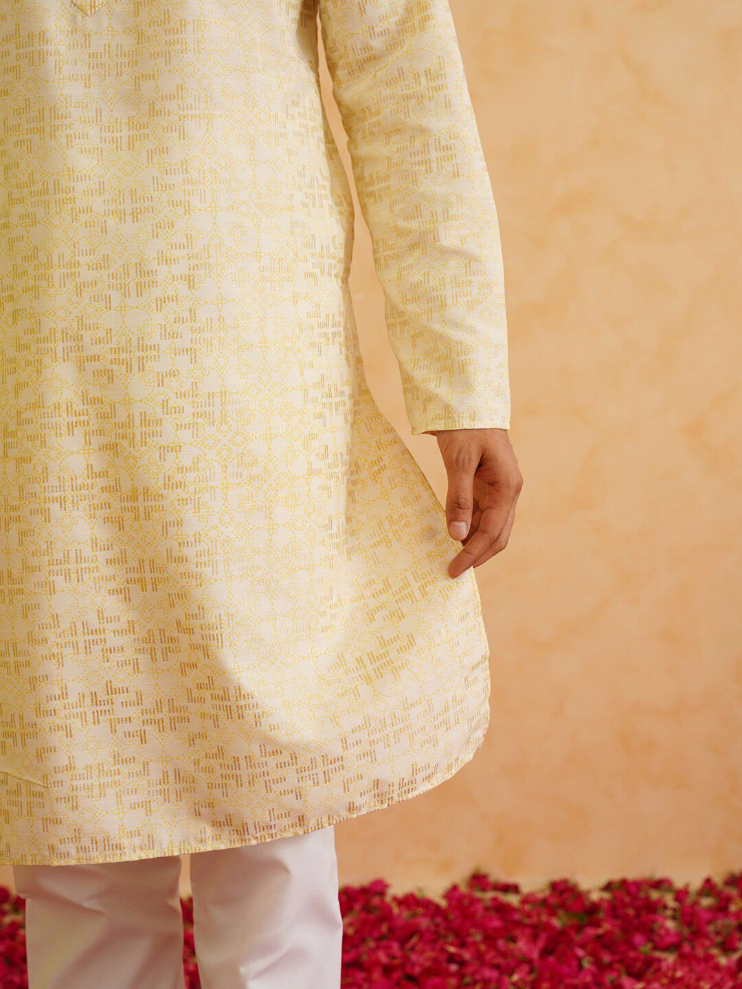 SOJANYA Printed Mandarin Collar Long Sleeves Cotton Straight Kurta