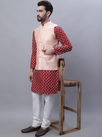SOJANYA Sulam Kurta Lurus Dengan Jaket Churidar Dan Nehru