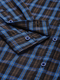 The Indian Garage Co Men Blue Checked Pure Cotton Casual Shirt