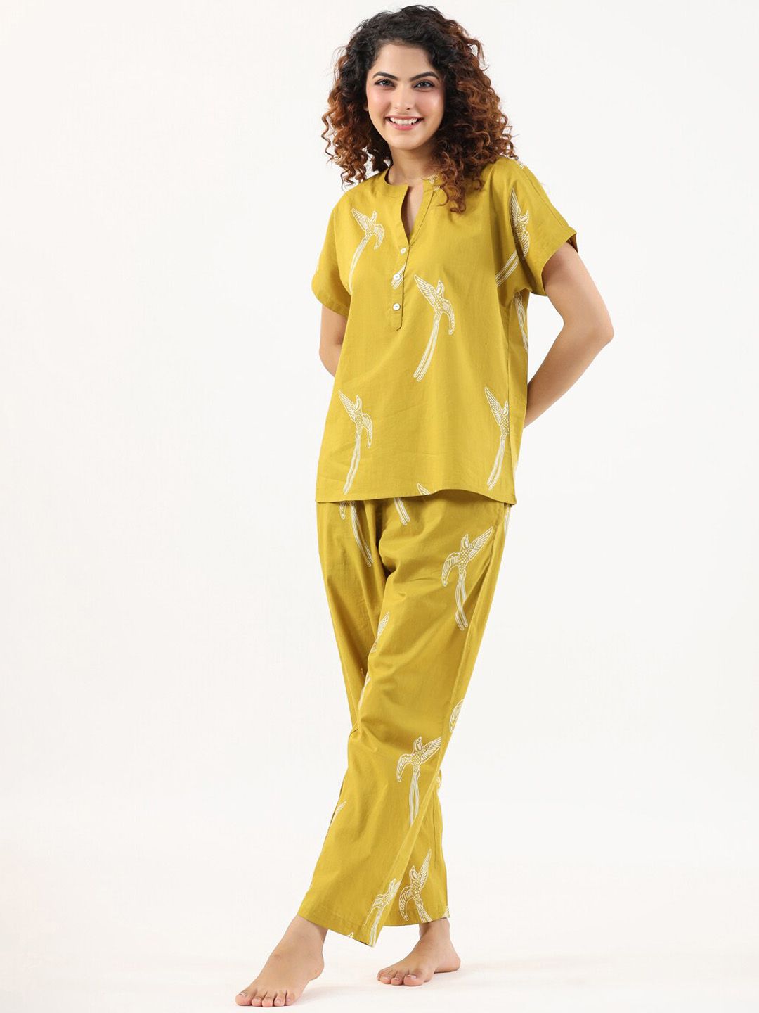 SANSKRUTIHOMES Graphic Printed Pure Cotton Night suit