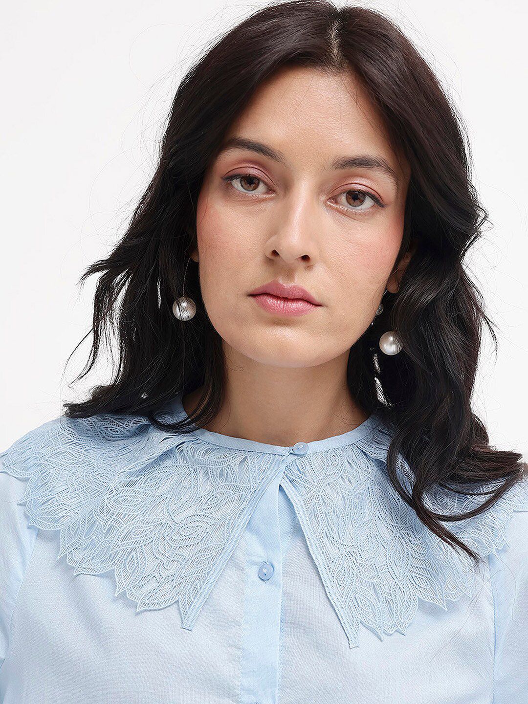 RAREISM Comfort Peter Pan Collar Opaque Cotton Casual Shirt