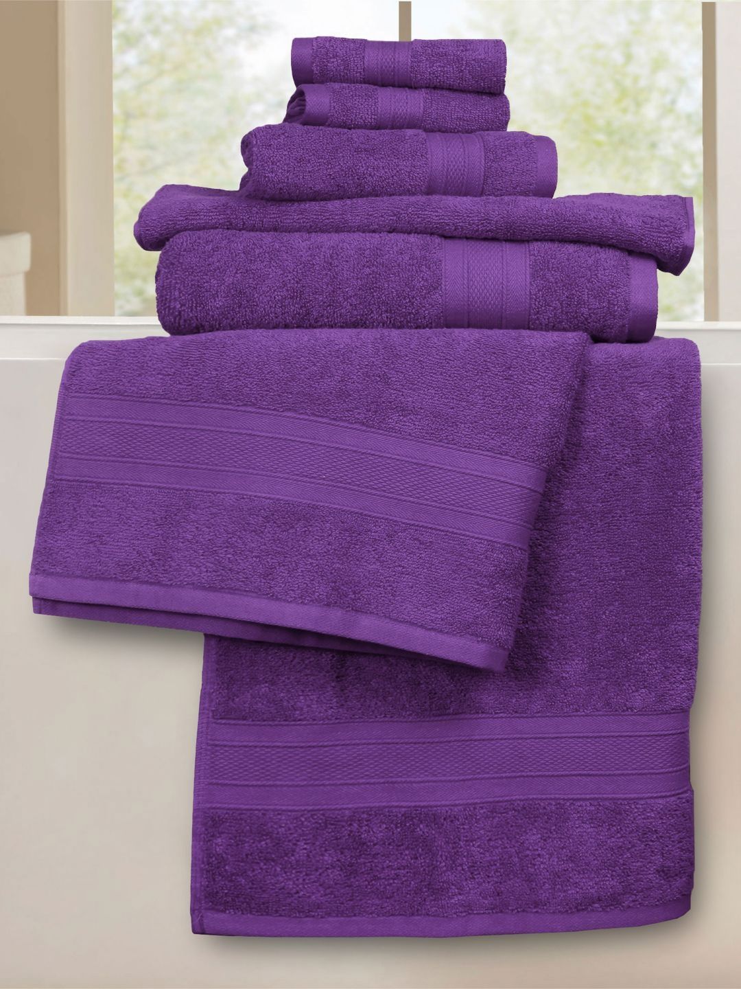 MYTRIDENT Purple 6 Pieces Pure Cotton 500 GSM Towel Set
