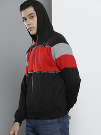 The Indian Garage Co Men Black Colourblocked Hooded Sweatshirt