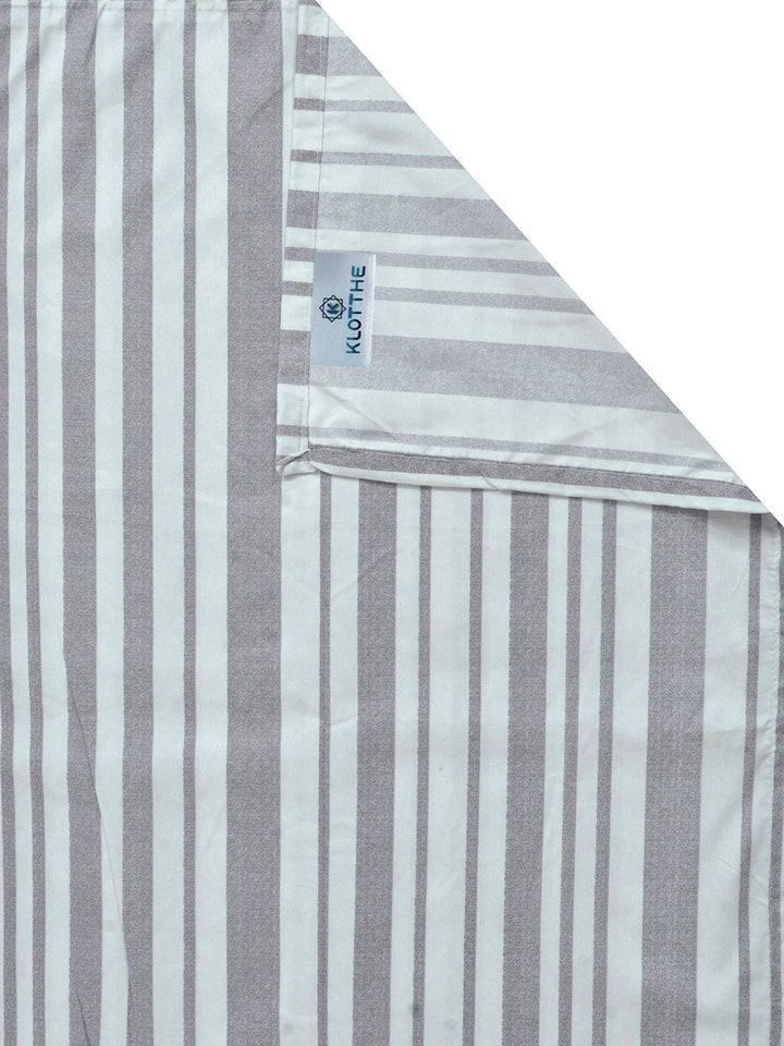 Moda Rapido X KLOTTHE Grey & White Striped 300 TC King Bedsheet with 2 Pillow Covers