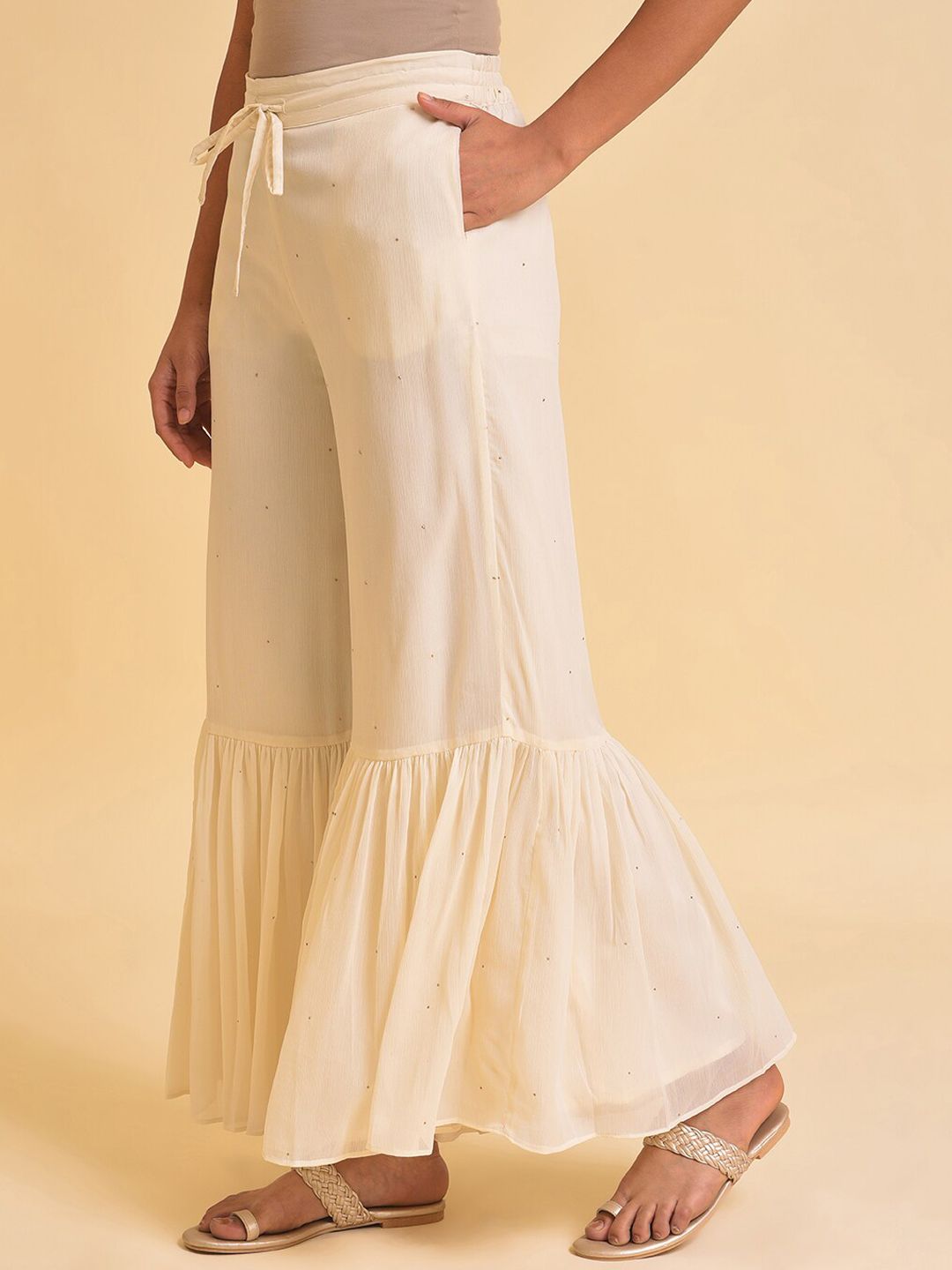 W Women Flared Fit Mid Rise Palazzo