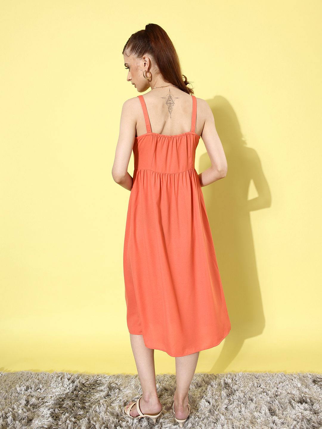 DressBerry Women Enchanting Coral Solid Sundress