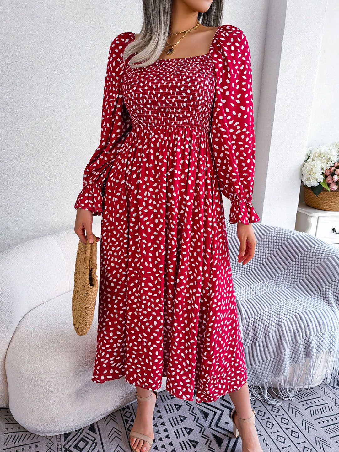all about you Polka Dot Print Fit & Flare Dress
