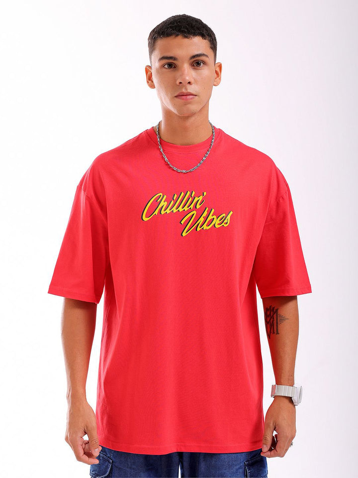 The Indian Garage Co Men Back Printed Pure Cotton Oversized Round Neck T-shirt