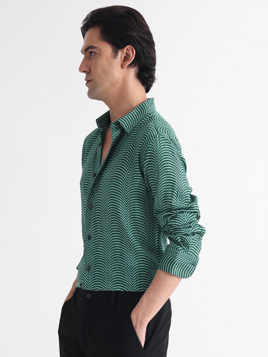 RARE RABBIT Men Dunk Abstract Printed Slim Fit Shirt