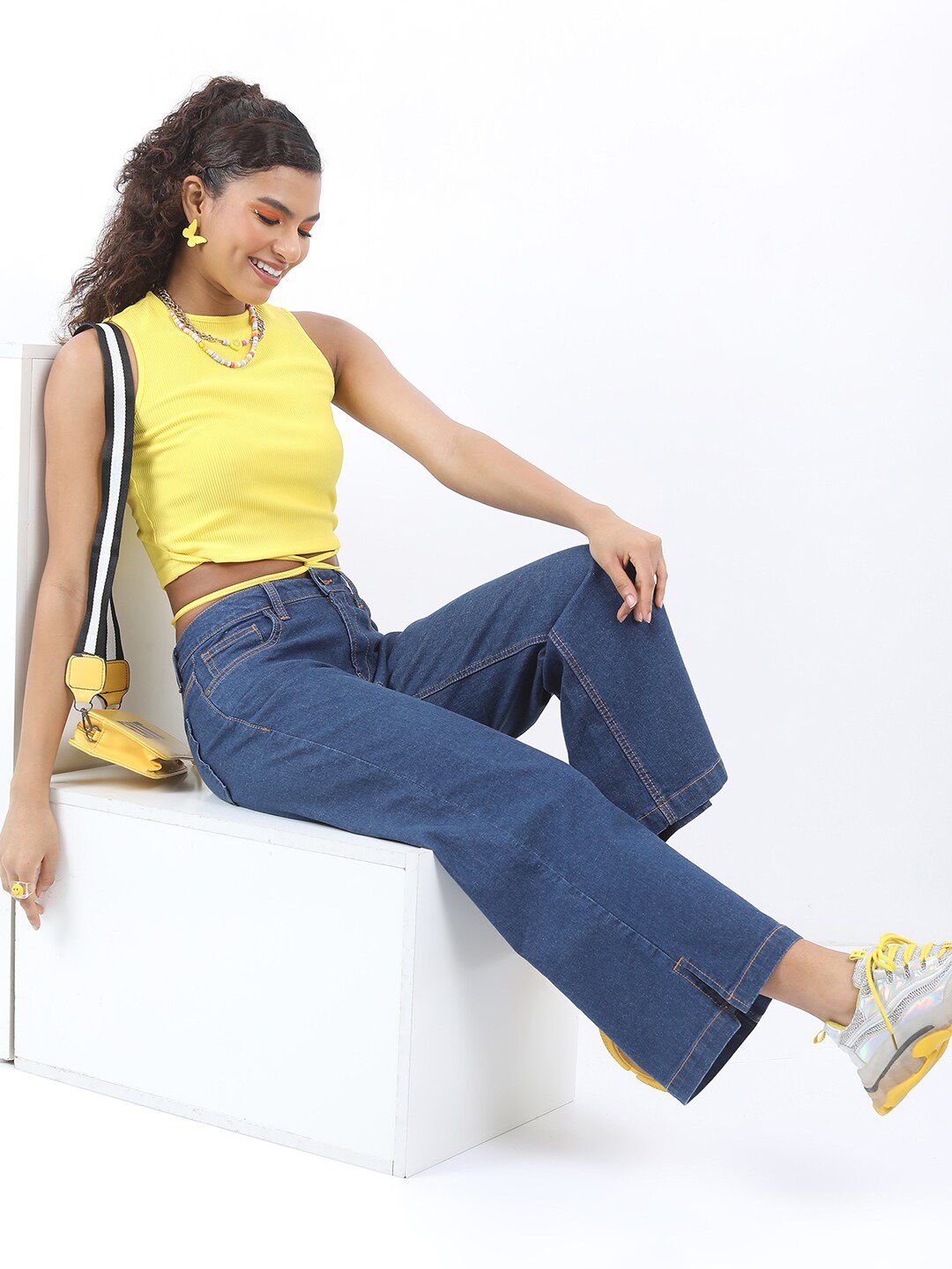 Tokyo Talkies Women Wide Leg Flared Mid Rise stretchable Jeans