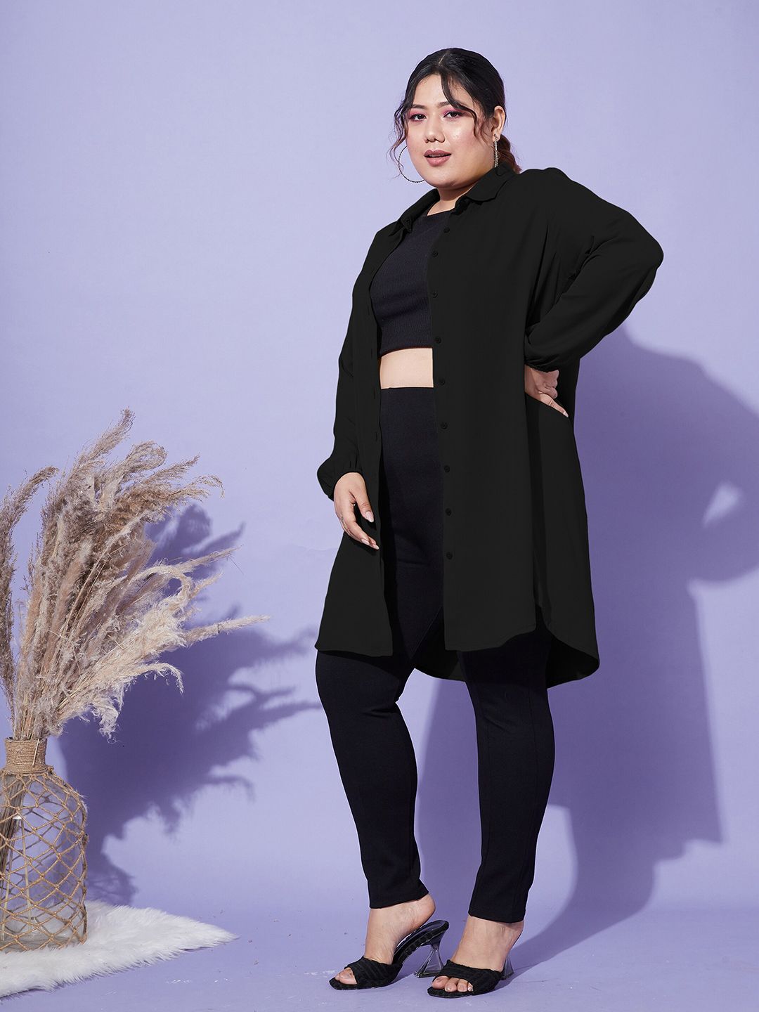 SASSAFRAS Curve Black Comfort Opaque Casual Shirt