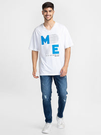 Being Human Typography Printed V-Neck T-shirt