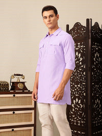 House of Pataudi Shirt Collar Pocket Detailing Rozana Kurta