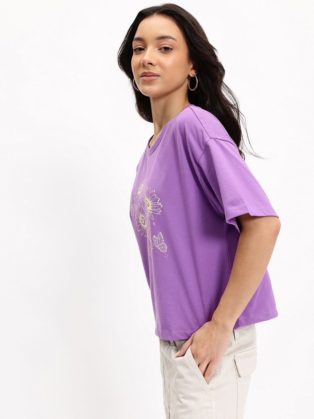 DressBerry Lavender Haze Flower Fantasy Crop T-shirt