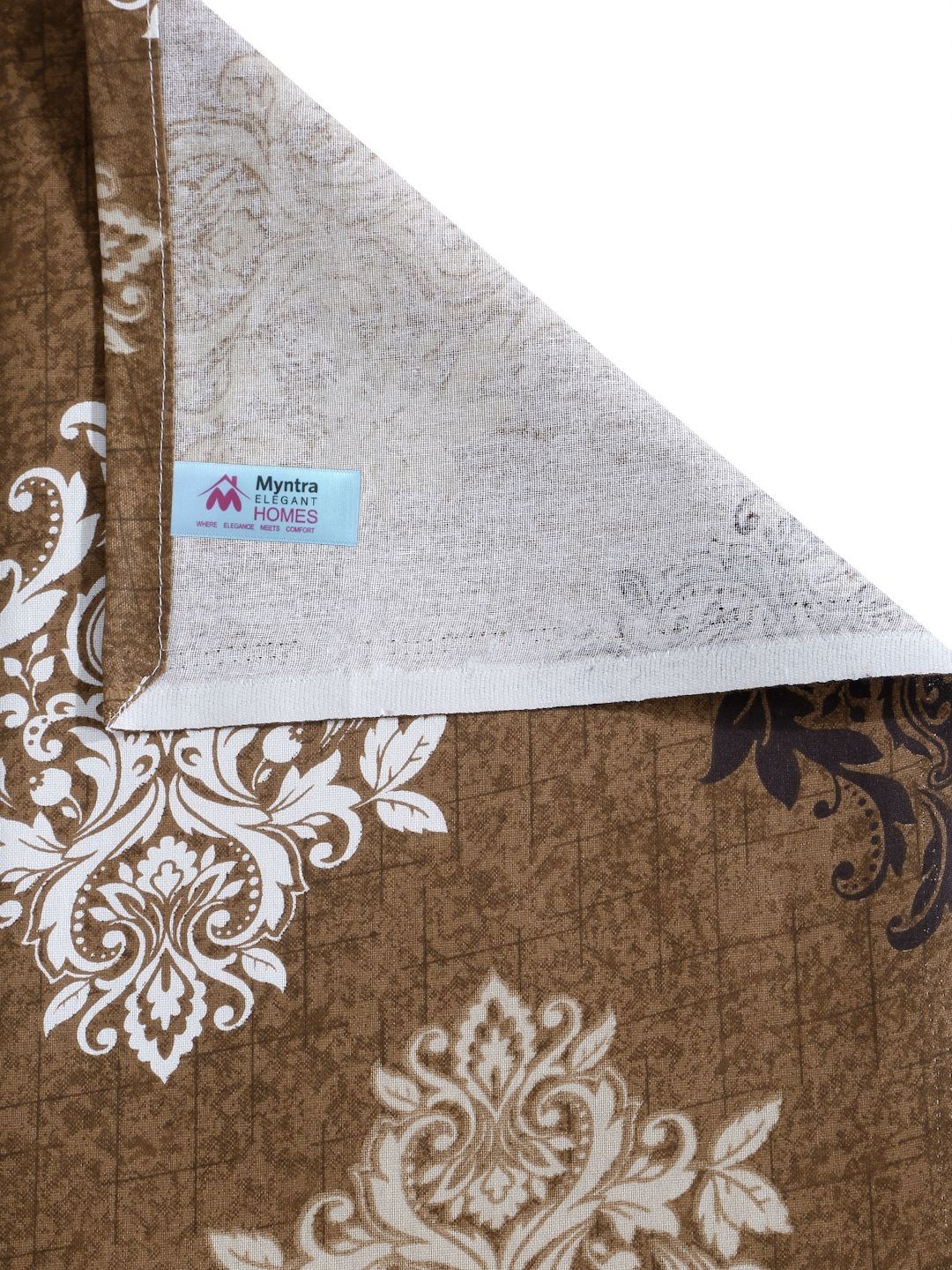 Myntra Elegant Homes Coklat & Putih Kapas Bunga 400 TC Set Cadar King 2.50 m x 2.25 m