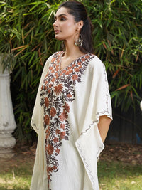 House of Chikankari Women Floral Embroidered Thread Work Crepe Kaftan Kurta