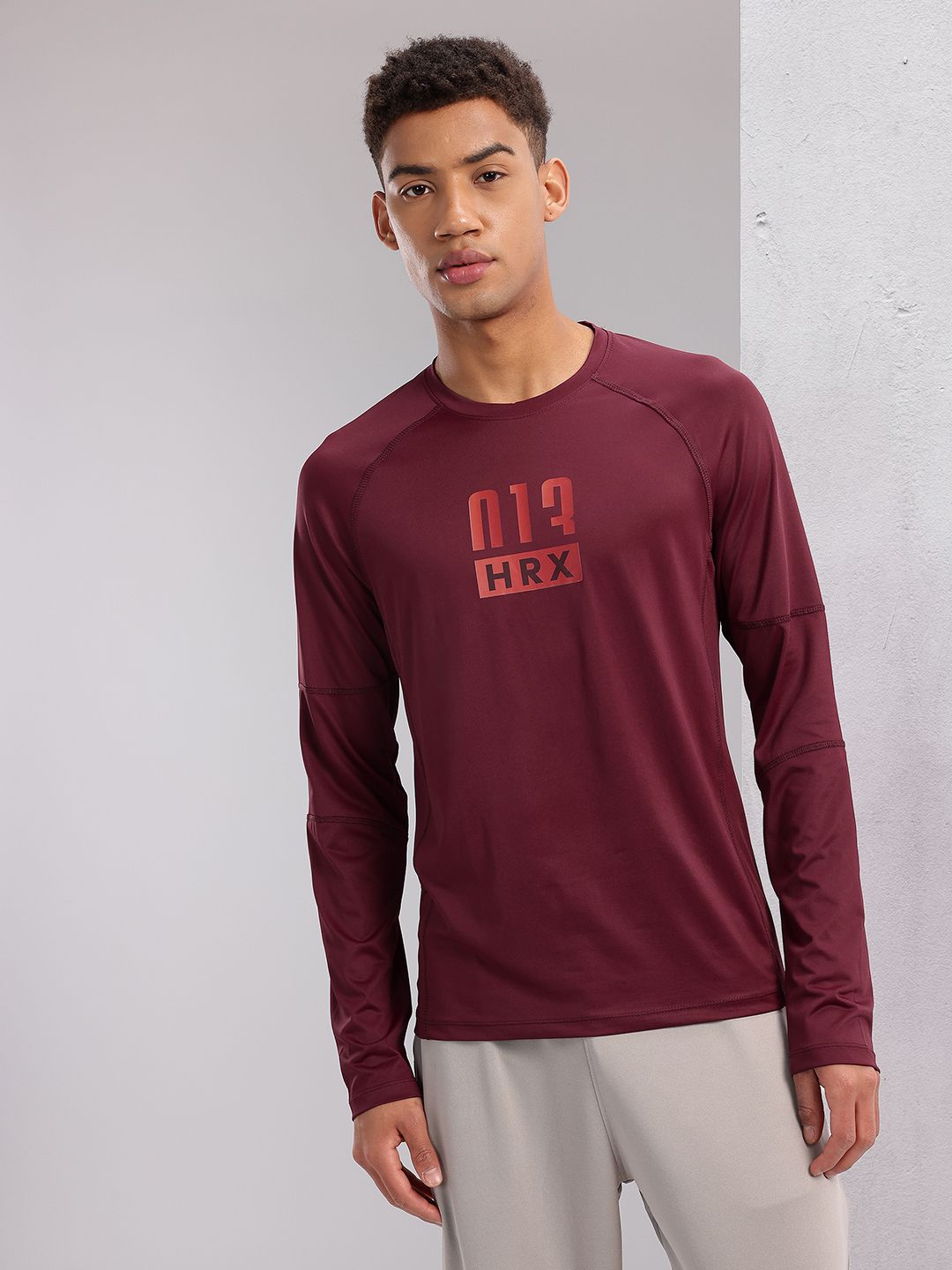 HRX by Hrithik Roshan Printed Raglan Sleeves Training  T-shirt