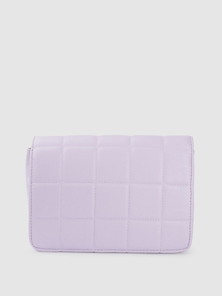 Lino Perros Women Lavender Solid Quilted Structured Sling Bag