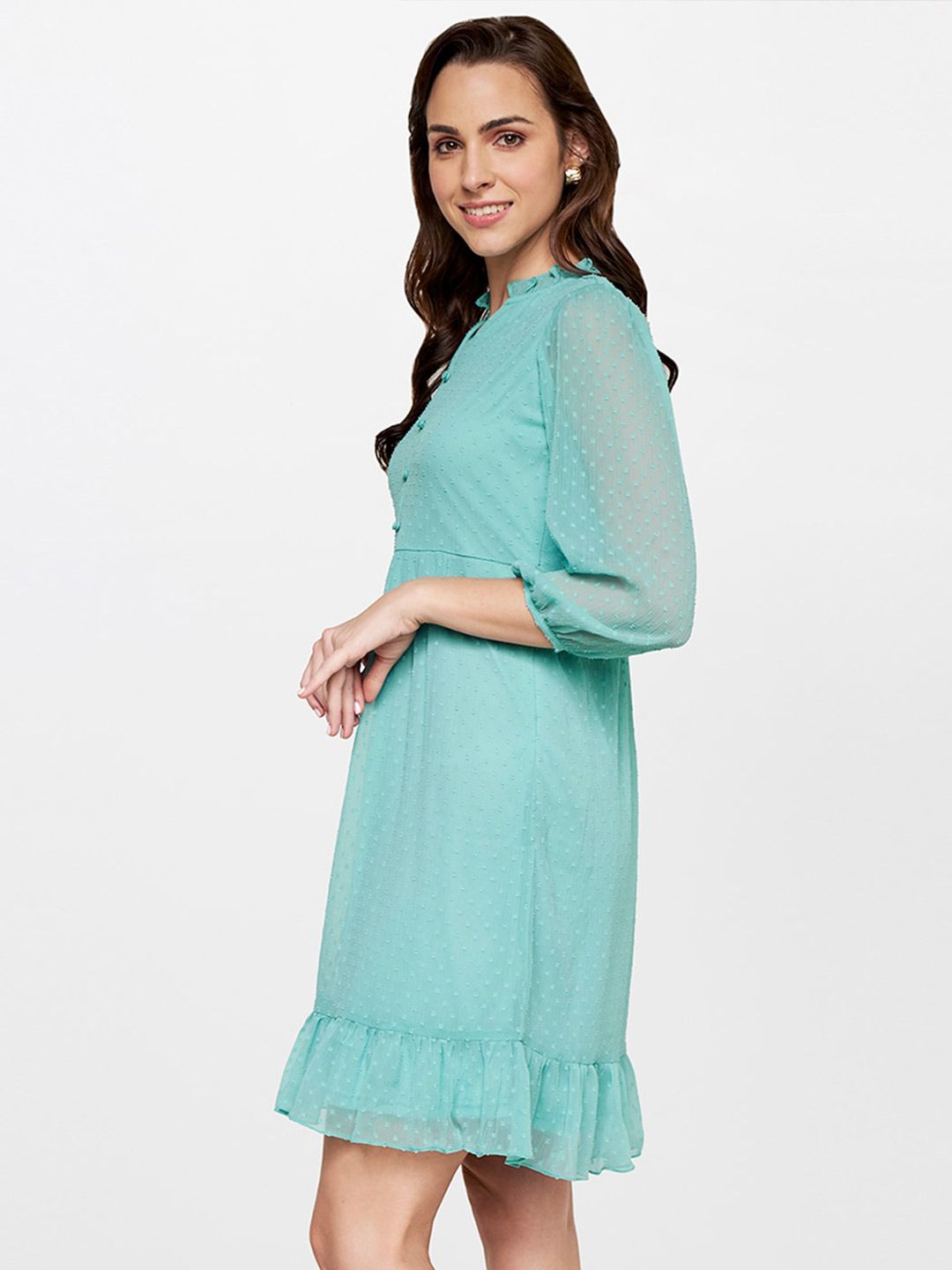 AND Puff Sleeves A-Line Dress
