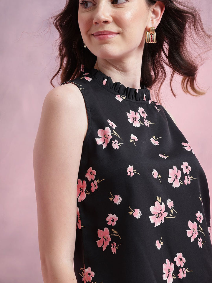 DressBerry Floral Print Ruffled Detail Top