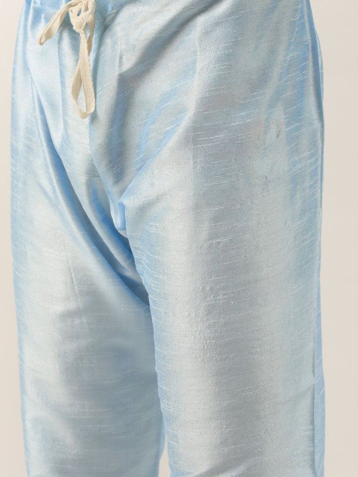 SOJANYA Men Blue & Charcoal Grey Kurta with Churidar And Nehru Jacket