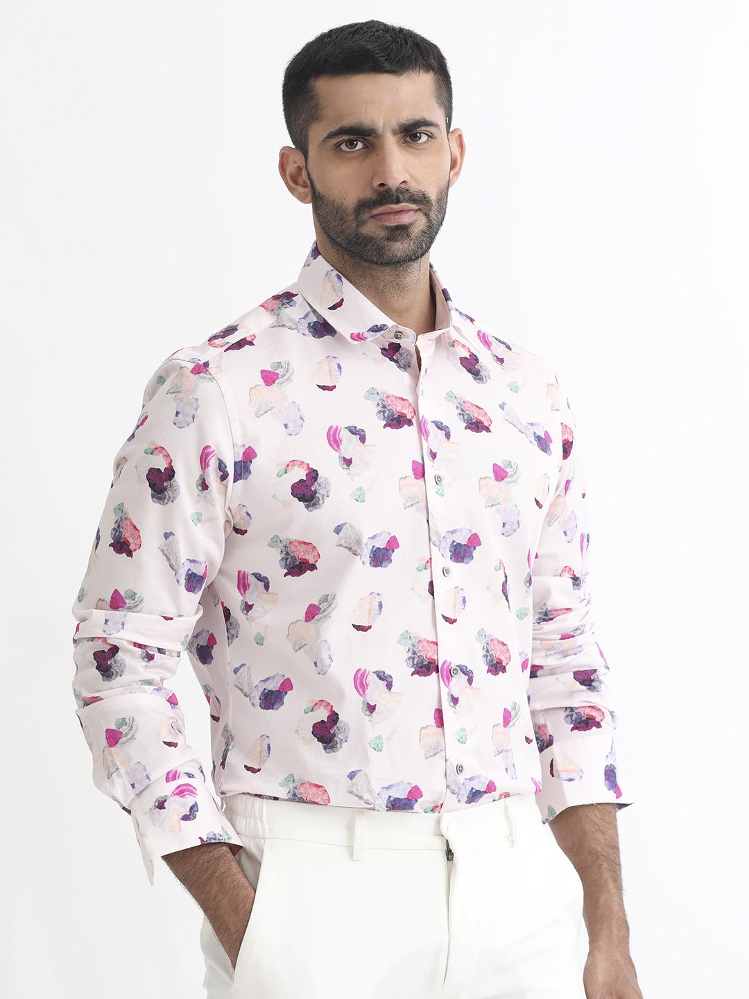 RARE RABBIT Men Pink Standard Slim Fit Printed Casual Shirt
