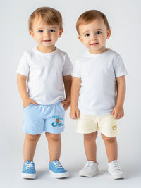 Nauti Nati Boys' Pack of 2 Cotton Graphic Print Badged Shorts