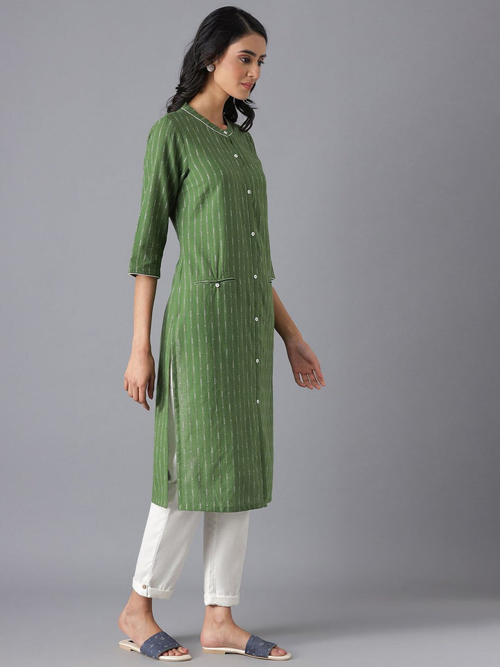 AURELIA Women Green Cotton Kurta