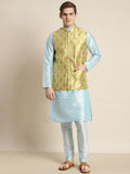 SOJANYA Men Blue Ethnic Motifs Kurta with Churidar