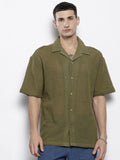 The Indian Garage Co Men Textured Open Weave Knitted Relaxed Fit Shirt
