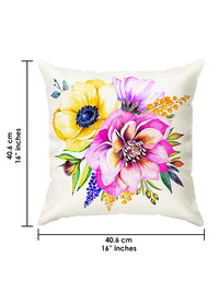 Story@home White & Blue 5 Pieces Floral Square Cushion Covers