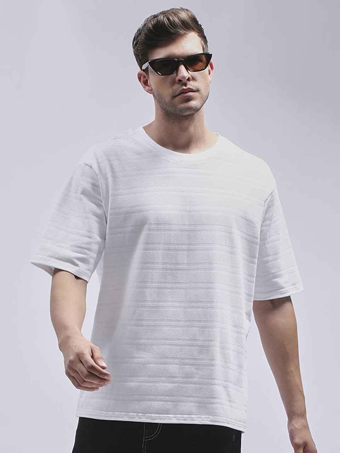 DILLINGER Men Round Neck Solid Oversized Pure Cotton T-shirt